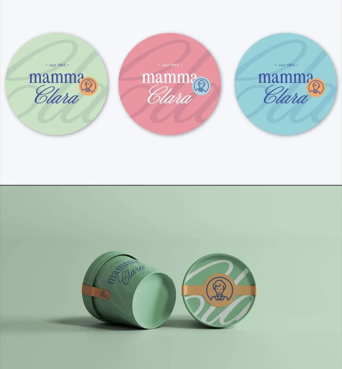 Verpacktes mamma Clara Eis mit farbigen Becherdeckeln